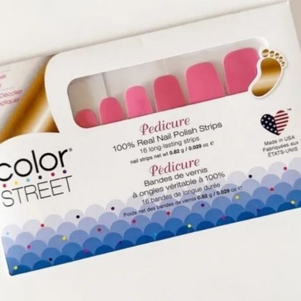 Color Street Strawberry Sunrise Shimmery Pink Pedi Nail Strips - Picture 3 of 3